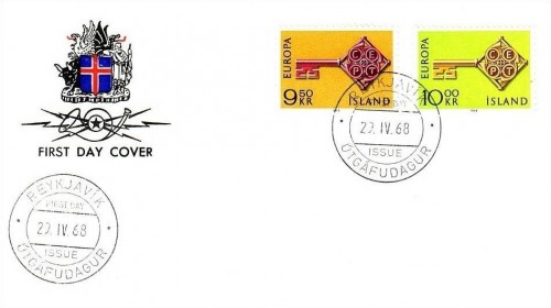 ISLAND MI-NR. 417-418 FDC CEPT 1968 SCHLÜSSEL