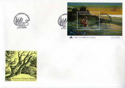 PORTUGAL BLOCK 48 FDC NATURSCHUTZGEBIET SAO JACINTO 1985 KANINCHEN