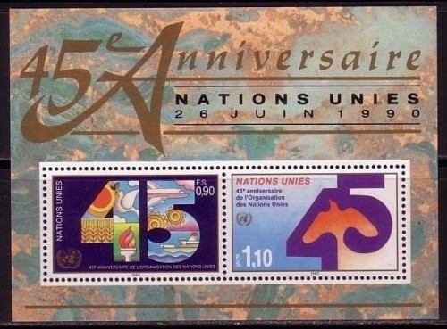 10 x UNO GENF BLOCK 6 POSTFRISCH(MINT) 45 KJAHRE UNO FRIEDENSTAUBE - 45 JAHRE UNO