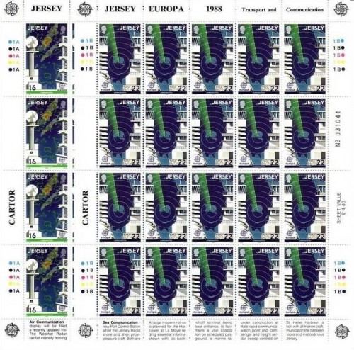 JERSEY MI-NR. 435-438 POSTFRISCH(MINT) KLEINBOGENSATZ EUROPA 1988 TRANSPORTMITTEL FLUGZEUG SCHIFF