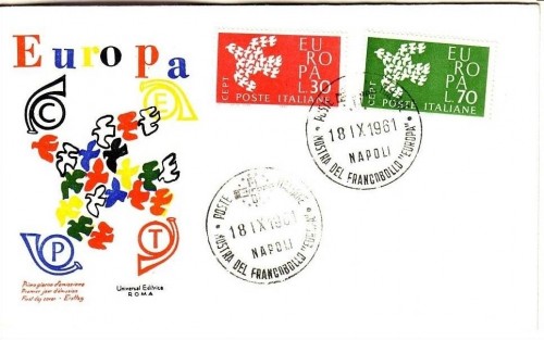 ITALIEN MI-NR. 1113-1114 FDC CEPT 1961 TAUBE STEMPEL NAPOLI