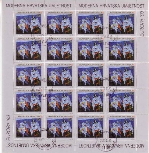KROATIEN MI-NR. 240-242 GESTEMPELT(USED) KLEINBOGENSATZ EUROPA 1993 ZEITGENÖSSISCHE KUNST