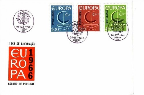 PORTUGAL MI-NR. 1012-1014 FDC CEPT 1966 BOOT MIT SEGEL