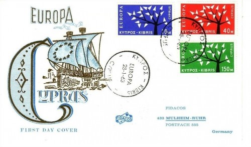ZYPERN MI-NR. 215-217 FDC EUROPA CEPT 1962 BAUM