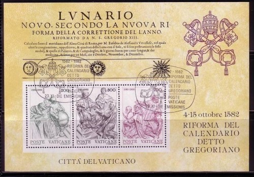 VATIKAN BLOCK 4 GESTEMPELT(USED) 400 JAHRE GREGORIANISCHER KALENDER 1982