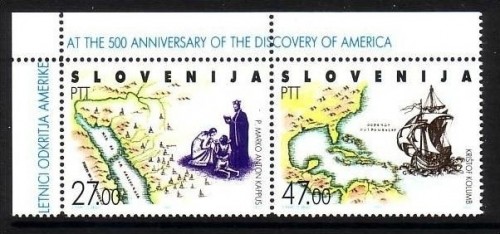 SLOWENIEN MI-NR. 20-21 POSTFRISCH(MINT) ENTDECKUNG AMERIKAS SCHIFF LANDKARTE