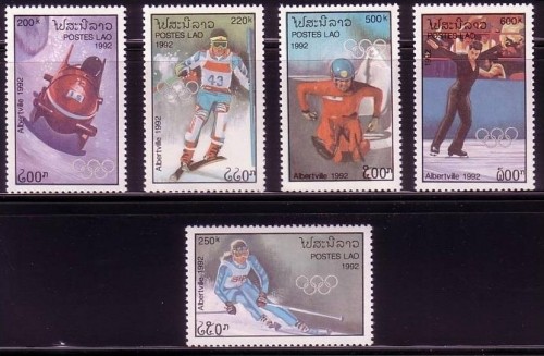 LAOS MI-NR. 1290-1294 POSTFRISCH(MINT) WINTEROLYMPIADE ALBERTVILLE 1992 BOBFAHREN SKI EISKUNSTLAUF