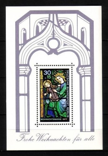 BERLIN BLOCK 6 POSTFRISCH(MINT) WEIHNACHTEN 1977 GLASFENSTER MARIA MIT KIND