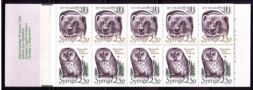 SCHWEDEN MH 137 POSTFRISCH(MINT) GEFÄHRDETE TIERE 1989 VIELFRASS HABICHTSKAUZ