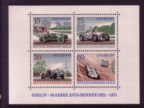 BERLIN BLOCK 3 POSTFRISCH(MINT) 50 JAHRE AVUS RENNEN 1971