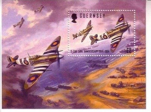 GUERNSEY BLOCK 11 POSTFRISCH(MINT) JAGDFLUGZEUGE SUPERMARINE SPITFIRE Mk V