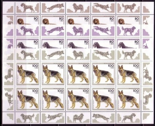 DEUTSCHLAND MI-NR. 1797-1801 POSTFRISCH(MINT) KLEINBOGENSATZ HUNDERASSEN 1995 SCHÄFERHUND DACKEL SPITZ