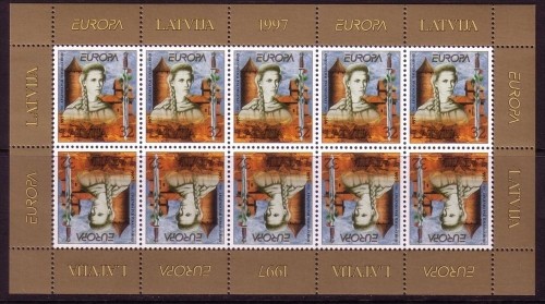 LETTLAND MI-NR. 453 POSTFRISCH(MINT) KLEINBOGEN EUROPA 1997 SAGEN und LEGENDEN BURG