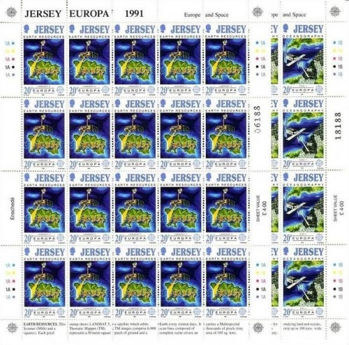 JERSEY MI-NR. 539-542 POSTFRISCH KLEINBOGENSATZ EUROPA 1991 EUROPÄISCHE RAUMFAHRT
