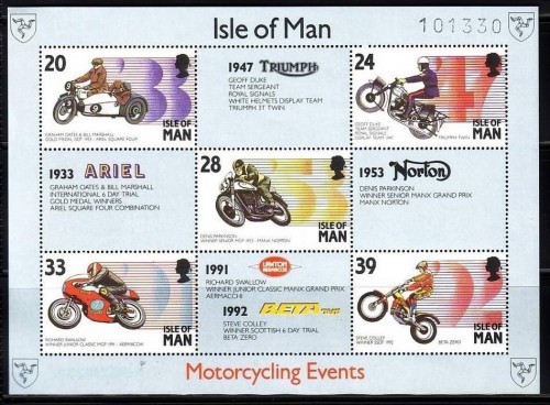 INSEL MAN BLOCK 19 POSTFRISCH(MINT) MOTORRADSPORT 1992