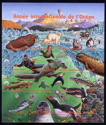 UNO GENF Mi-Nr. 334-345 POSTFRISCH(MINT) KLEINBOGEN JAHR DES OZEANS EISBÄR PINGUIN WAL SEELÖWE
