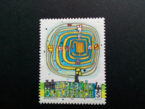 ÖSTERREICH MI-NR. 1505 POSTFRISCH(MINT) HUNDERTWASSER 1975 MODERNE KUNST DER SPIRALBAUM