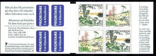 SCHWEDEN MH 254 POSTFRISCH(MINT) EUROPA 1999 NATUR- und NATIONALPARKS EULE