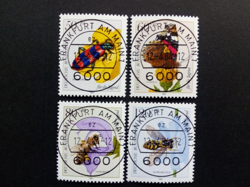 DEUTSCHLAND MI-NR. 1202-1205 GESTEMPELT(USED) VOLLSTEMPEL SCHMETTERLING ADMIRAL HONIGBIENE SCHWEBFLIEGE