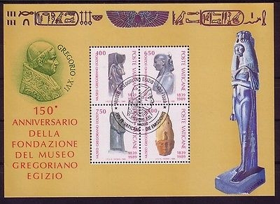 VATIKAN BLOCK 11 GESTEMPELT 150 JAHRE ÄGYPTISCHES MUSEUM IM VATIKAN 1989