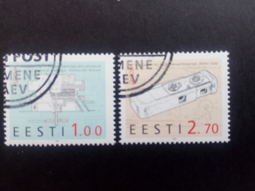 ESTLAND MI-NR. 233-234 GESTEMPELT(USED) EUROPA 1994 ERFINDUNGEN MINI-KAMERA MAHLWERK