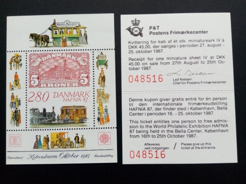 DÄNEMARK BLOCK 7 POSTFRISCH(MINT) HAFNIA´87 EISENBAHN KUTSCHE AUTO
