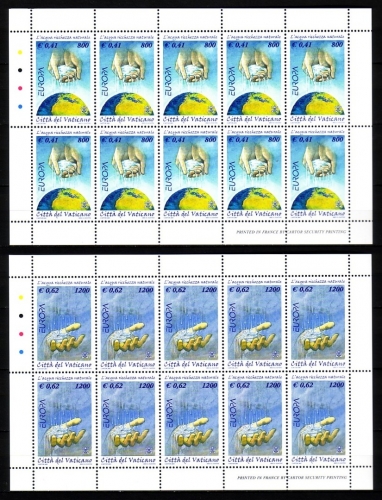 VATIKAN MI-NR. 1372-1373 POSTFRISCH(MINT) KLEINBOGENSATZ EUROPA 2001 WASSER