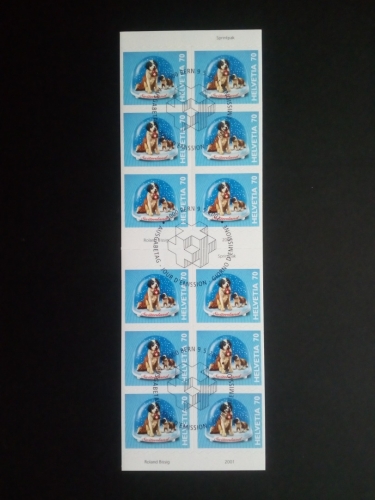 SCHWEIZ MH 0-122 GESTEMPELT SCHNEEKUGEL MIT HUNDEN 2001