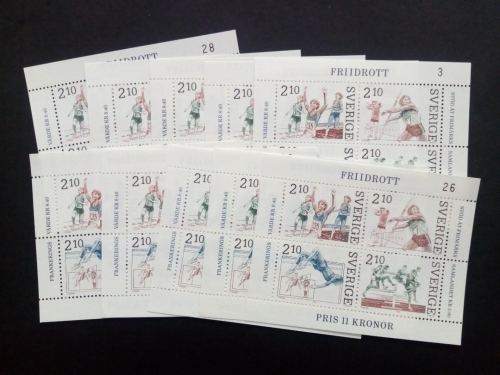 SCHWEDEN 10 x BLOCK 14 POSTFRISCH(MINT) LEICHTATHLETIK 1986 HOCHSPRUNG LAUFEN SPEERWERFEN