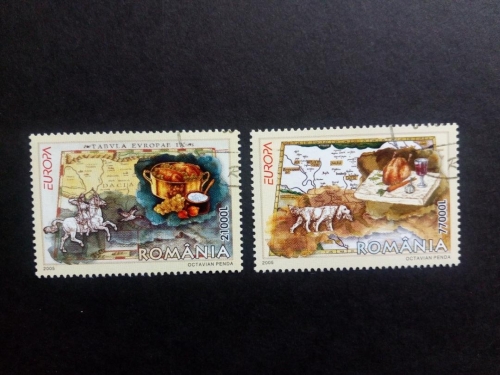 RUMÄNIEN MI-NR. 5935-5936 GESTEMPELT EUROPA 2005 - GASTRONOMIE JAGDHUND