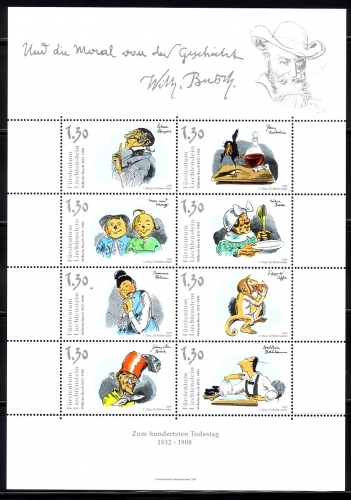 LIECHTENSTEIN MI-NR. 1490-1497 POSTFRISCH(MINT) KLEINBOGEN WILHELM BUSCH 2008