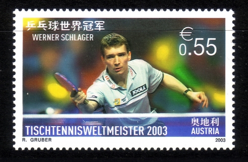 ÖSTERREICH MI-NR. 2446 POSTFRISCH(MINT) TISCHTENNIS WM 2003 PARIS SIEGER WERNER SCHLAGER