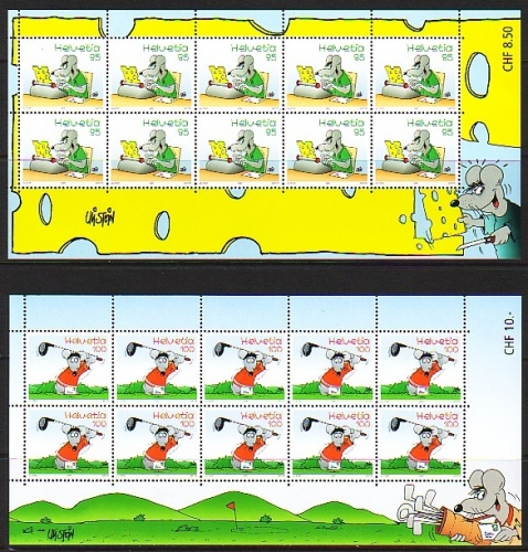 SCHWEIZ MI-NR. 1915-1916 POSTFRISCH(MINT) KLEINBOGENSATZ MAUS COMIC VON ULI STEIN