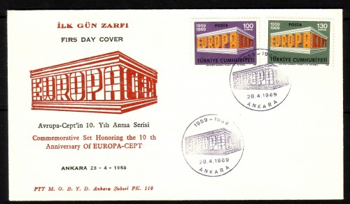 TÜRKEI MI-NR. 2124-2125 FDC CEPT 1969