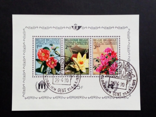 BELGIEN BLOCK 41 GESTEMPELT(USED) BLUMENSCHAU 1970 SEEROSE AZALEE KAMELIE