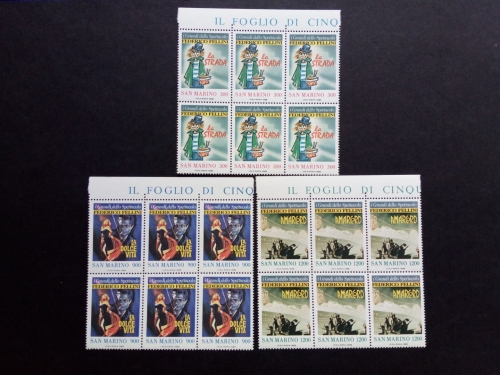 SAN MARINO MI-NR. 1391-1393 POSTFRISCH(MINT) 6er BLOCK EUROPÄISCHER FILM MITLÄUFER 1988