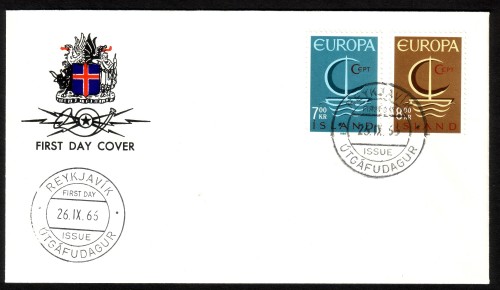 ISLAND MI-NR. 404-405 FDC CEPT 1966 BOOT MIT SEGEL