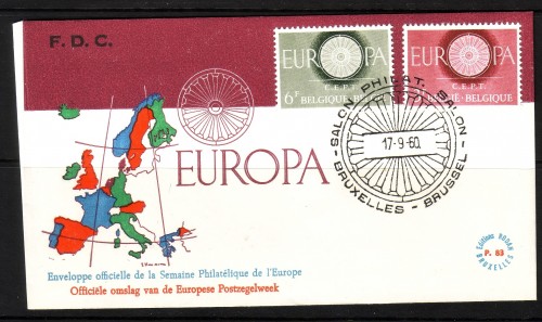 BELGIEN MI-NR. 1209-1210 FDC CEPT 1960 WAGENRAD
