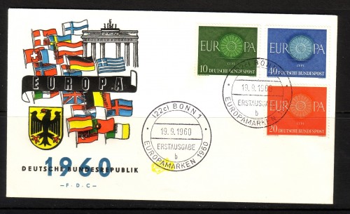 DEUTSCHLAND MI-NR. 337-339 FDC CEPT 1960 WAGENRAD