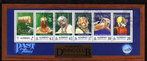 ALDERNEY BLOCK 4 GESTEMPELT(USED) TAUCHERVEREIN AUF ALDERNEY 1998