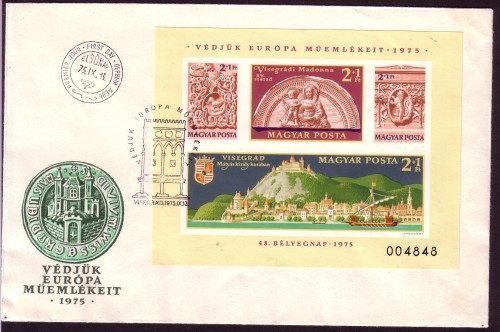 UNGARN BLOCK 115 B FDC MITLÄUFER 1975 DENKMALSCHUTZJAHR