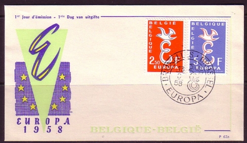 BELGIEN MI-NR. 1117-1118 FDC EUROPA 1958