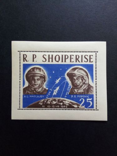 ALBANIEN BLOCK 17 POSTFRISCH(MINT) GRUPPENFLUG WOSTOK 3 UND WOSTOK 4 1963