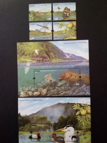 AZOREN MI-NR. 552-555 + BLOCK 39-40 POSTFRISCH(MINT) TIERE UND PFLANZEN 2009 LIBELLE TINTENFISCH ENTE