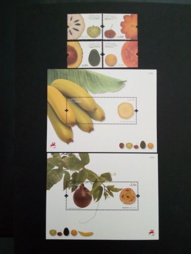 MADEIRA MI-NR. 291-294 + BLOCK 42-43 POSTFRISCH(MINT) FRÜCHTE AUS MADEIRA 2009 AVOCADO BANANE