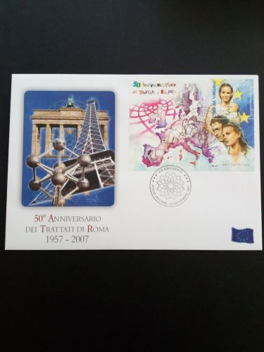 VATIKAN BLOCK 30 FDC EUROPA MITLÄUFER 2007 - 50 JAHRE RÖMISCHE VERTRÄGE