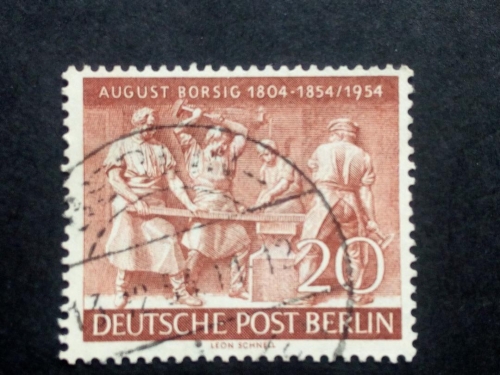 BERLIN MI-NR. 125 GESTEMPELT(USED) AUGUST BORSIG INDUSTRIELLER 1954