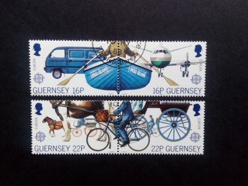 GUERNSEY MI-NR. 417-420 GESTEMPELT(USED) EUROPA 1988 FAHRRAD BOOT PFERDEKUTSCHE FLUGZEUG AUTO