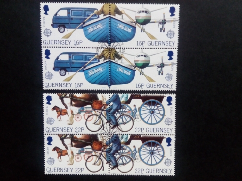 GUERNSEY MI-NR. 417-420 GESTEMPELT(USED) 4er BLOCK EUROPA 1988 FAHRRAD BOOT PFERDEKUTSCHE FLUGZEUG AUTO