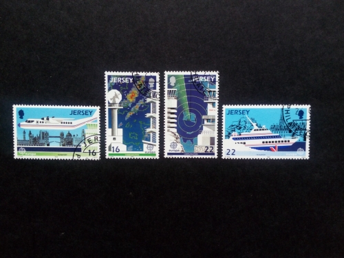 JERSEY MI-NR. 435-438 GESTEMPELT(USED) EUROPA 1988 TRANSPORT- und KOMMUNIKATIONSMITTEL